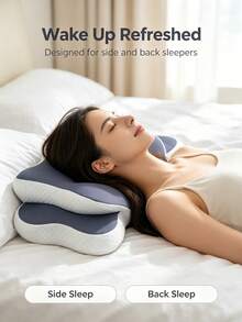 1pc Ergonomic Memory Foam Butterfly Neck Pillow With C-Shape/Dual Height Adjustment, Comes With Transparent Support Cover, Suitable For Side, Back And Stomach Sleeping Positions, Perfect For Light Sleepers And Insomniacs, Travel Pillow, Home Sleep Pillow For Back To School - One Size Fits All - View 4