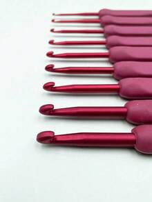9pcs Crochet Hook Set, Red Soft Handle, Bright Colors, Suitable For Beginners And Professional Knitters, Perfect For DIY Crafts, Durable Yarn Knitting Needles, Gift For Mother Or Wife - Multi-color - View 10