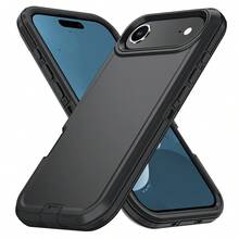 Heavy Duty Shock Resistant Phone Case For Galaxy/Apple, Matte Black Full Body Sturdy Protective Cover With Camera Protection - Black - View 52
