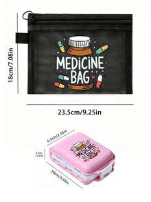 Medicine Storage Bag, Printed With Capsules, Letters, Pill Bottles, Portable Jewelry Storage Bag With 8-Compartment Portable Multi-Layer Pill Box, Travel Storage, For Storing Daily Medications And Vitamins, Essential For Doctors And Nurses, Travel, Hiking, Emergency Rescue, Personalized Creative Gift With Cartoon Logo. - Multicolor - View 12