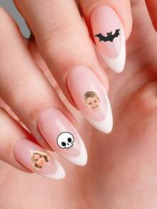 Custom Photo Nail Stickers, Personalized Face And Pet Nail Decals, Halloween Ghost Pumpkin Spider Web Patterns, Waterproof Self-Adhesive DIY Nail Stickers, Halloween-Themed Decorations, Suitable For Women And Girls' Halloween Parties - Multicolor - View 10