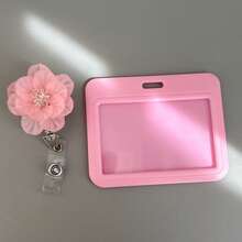 1 Set Handmade Multi-Layer Crystal Flower Retractable Badge Reel With Horizontal ID Card Holder, Featuring Shiny Faux Pearls, Gift For Doctors, Nurses, Teachers, Students, Office Staff - A - View 9