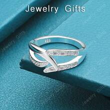 925 Sterling Silver Ring Princess Style Zirconia Women's Jewelry Engagement Wedding Party Austrian Crystal Cute - Silver - View 1