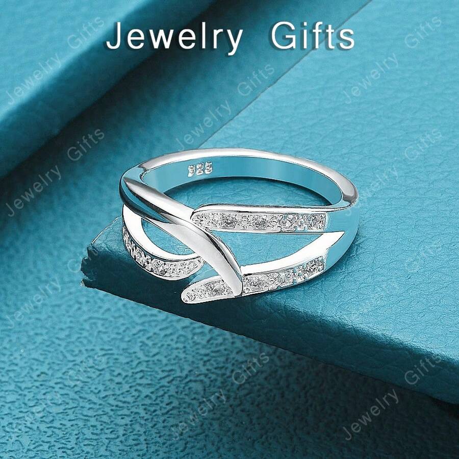 925 Sterling Silver Ring Princess Style Zirconia Women's Jewelry Engagement Wedding Party Austrian Crystal Cute - Silver - View 1