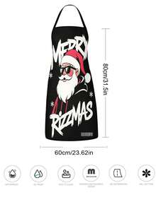 4pcs Christmas Cartoon Character Print Apron Set, Penguin Santa Snowman Elf Pattern Kitchen Cooking Baking Aprons For Holiday Party Home Decoration - Multicolor - View 3