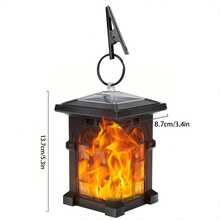 POSE UP 2/4pcs Solar Flame Clip Lights, Vintage Outdoor Hanging Lights, Realistic Flickering Flame Effect, IP44 Waterproof Warm White Solar Garden Lights, Yard Garden Porch Fence Decorative Lights, Halloween Christmas Holiday Party Decoration - Cabin Lamp - View 10