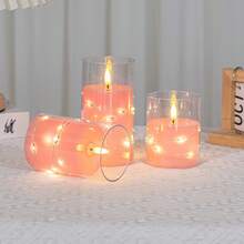 Flameless Pillar LED Candle, 1pc Pink Electronic Candle Set With Realistic Flickering Flame, Suitable For Party, Wedding And Home Decor (Batteries Not Included) - Pink Fairy Light Candle - View 5
