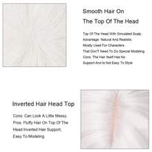 Men's White Anime Game Cosplay Fluffy Wig With Bangs, Synthetic Fiber Short Straight Hair, Heat-Resistant, For Daily Wear And Parties - White - View 9