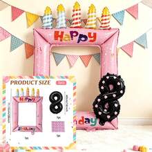 3pcs Birthday Memory Photo Frame Aluminum Foil Balloon Set With Numbers 0-9, Birthday Party Photo Props Scene Decoration - View 4