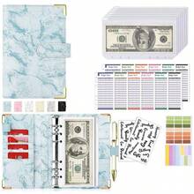 A6 Money Saving Organizer PU Leather Budget Binder Marble Notebook Budgets Planner Envelope Office School Supplies - A - View 14