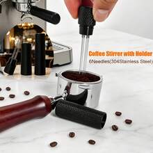 Stainless Steel Coffee Tamper Espresso Powder Stirrer 6-Needle Powder Distributor Leveler WDT Tool Coffee Shop Stirring Rod Bar Accessories - Multicolor - View 12