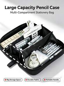 Large Capacity Pencil Case, Multi-Compartment Stationery Storage Bag With Transparent Window, Portable Desktop Organizer, Aesthetic Multi-Layer Design Makeup Bag, Suitable For Office, Travel And Daily Use, Back To School Gift - Multicolor - View 12