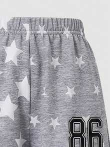 Lurzo Celana Panjang Wanita Musim Gugur/Dingin Y2K Abu-abu Motif Bintang Seluruh Permukaan, Celana Panjang Longgar dengan Motif Bintang dan Pola Digital, Gaya Jalanan Y2K, Cocok untuk Pakaian Luar Sehari-hari - Grey - View 8