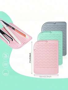 1pc Silicone Heat Resistant Mat, Straightener Heating Pad, Curling Iron Insulation Pad, Styling Tool Mat Cover, Straightener And Curling Iron Heat Resistant Mat, Hair Styling Tool Storage Insulation Mat, Silicone Heat Resistant Tool Mat - Multicolor - View 9