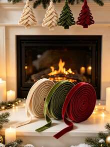 3 Rolls Velvet Ribbon, 1cm Wide, 500cm Total Length, Premium Christmas Ribbon For Christmas Tree Decoration, Gift Wrapping, Wreath Accents - Multicolor - View 1