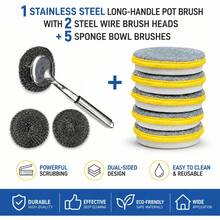 Stainless Steel Pot Brush With Handle, Household Pot Cleaning Tool, Non-Scratch Kitchen Cleaning Brush, Steel Wire Long Handle Dish Brush - Stainless Steel Pot Scrubber - View 12