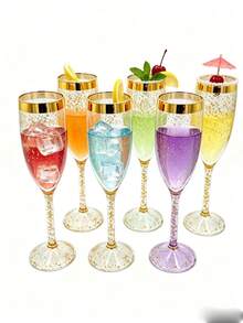 1/3/6/9個香檳雞尾酒杯、葡萄酒杯、長柄香檳杯、塑膠香檳杯、可重複使用葡萄酒杯，適用於婚禮/派對/野餐 - 查看 1