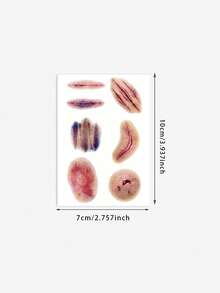 1pc Halloween Realistic Cut Wound Temporary Tattoo Sticker, Realistic Fake Tattoo Design, Suitable For Daily Wear, Bachelorette Party Favors, Music Festivals, Games, Graduation Gifts, Lasts 3‑5 Days - Multicolor - View 12