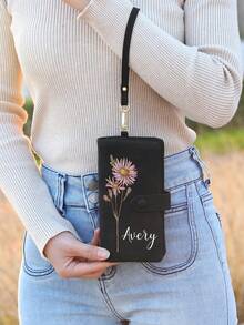 1 buah Dompet Bunga Kelahiran yang Dipersonalisasi, Dompet Panjang Kulit PU dengan Nama Kustom, Dompet Clutch Wanita dengan Resleting, Gaya Retro, Hadiah untuk Ibu, Istri & Teman - MultiWarna - View 5