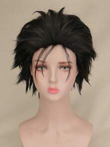 Short Cosplay Wig Men Male Black High 100% Temperature Fiber Synthetic Hair Wigs - Natural Black - View 1