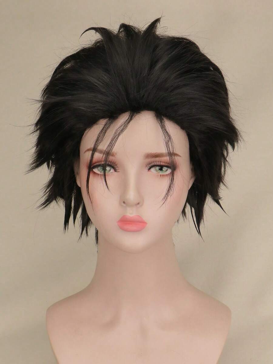 Short Cosplay Wig Men Male Black High 100% Temperature Fiber Synthetic Hair Wigs - Natural Black - View 1