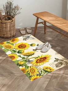 1/2pcs Vintage Diatomaceous Earth Bath Mat, Autumn Sunflower Pattern, Super Absorbent, Non-Slip, Perfect For Bathroom, Kitchen And Dining Room, Quick Drying, Ideal Home Decor And Bathroom Mat Gift, Holiday Gift! - Multicolor - View 7