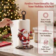 1/2pcs Christmas Paper Towel Holder Stand Santa Claus Reindeer Decor Free Standing Roll Paper Dispenser For Kitchen Countertop Holiday Home Table Decor Gift For A Friend - Multicolor - View 5