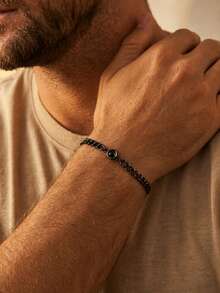 1PC Customized Men's Photo Projection Bracelet, Thick Cuban Chain Projection Bracelet, Stainless Steel Material, Couple Style Customizable Color Photo, Personalized Projection Bracelet, Minimalist Rugged Cuban Chain Design, Suitable For Men And Women, Gift For Boyfriend/Girlfriend, Practical And Thoughtful Father's Gift, Preserve Precious Moments, Atmospheric Private Customized Jewelry Accessory - Projection Bracelet - View 3