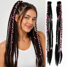 20 Inch Clip In Braided Ponytail Hair Extension For Women, Synthetic Natural Looking Ponytail Braid Hair Piece For Daily Wear Party - Natural Black - View 9