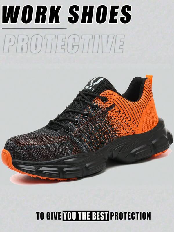Lightweight Men's Steel Toe Sports Shoes, Work Sports Shoes, Breathable Casual Shoes, Anti-Crush Anti-Puncture, Men's Work Boots, Outdoor Hiking Shoes, Suitable For Construction Work And Daily Wear, Applicable For Warehouse, Gardening, Outdoor Work
