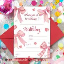 Set Undangan Ulang Tahun 10 Kartu dan 10 Amplop, Cocok untuk Ulang Tahun Penting, Undangan, Perayaan Ulang Tahun, Set Kartu Ucapan dan Amplop Elegan - A - View 4