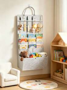 1pc Felt Hanging Storage Organizer Bag, Wall-Mounted Multi-Pocket Storage Bag, Suitable For Baby Room And Children's Room Miscellaneous Items Storage - Multicolor - View 2