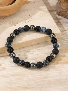 1pc Fashion Luck Hematite Tiger's Eye Men'S Bracelet Jewelry, Suitable For Daily Wear, Retro Fashion Accessory, Christmas Gift For Family And Friends - Multicolor - View 7