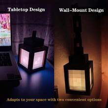 1pc 16-Color LED Pixel Night Light, Lantern Shaped Decorative Hanging Lamp, USB Powered With Remote Control, Dimmable And Color Adjustable Atmosphere Light, Suitable For Bedroom, Living Room, Game Room - Pixelated Lantern Night Light - View 4