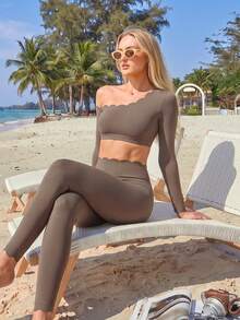 High Waist Butt Lifting Long Breathable Peach Butt Fitness Leggings - Grey - View 6