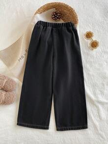 Spring/Autumn Elastic Waist Rhinestone Shiny Denim Jeans For Girls, Casual Holiday Long Pants, Children's Outerwear, Unisex For Boys And Girls - Multicolor - View 2