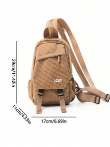 New Multifunctional Outdoor Backpack, Lightweight Plaid Backpack, Casual Travel Bag, Chest Bag - Khaki - View 2