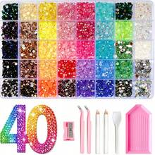 40 Colors Resin Flat Back Rhinestone Kit With Full DIY Accessories, Multi-Color 5.5mm Handmade DIY Rhinestone Decorative Material, Suitable For DIY Clothing, Cup Decoration, Diamond Painting, Versatile Application - 40 Slots - View 8