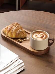 Vintage Country Style Stoneware Coffee Cup Set With Bread Plate And Wooden Tray, Mid-Century Ceramic Breakfast Cup, Suitable For Croissants, Toast, Oatmeal, Single Person Morning Ritual, Handmade Pottery Gift, Home Bistro Style - Multicolor - View 16