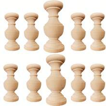 Unfinished Wood Spindle Balusters 20 Packs, 6*2.5cm Natural Wooden Decorative Turned Columns, DIY Craft Furniture Railing Cabinet Ornament Accessories - Multicolor - View 2