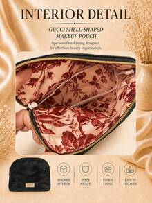 Gucci 貝殼造型化妝包,21*15cm,1件,柔軟布料大容量,適合旅行與日常使用,可收納各種化妝配件 - 黑色 - 查看 8