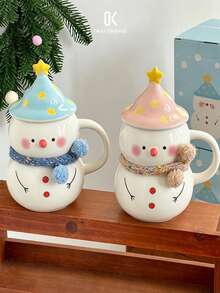 1 Set Cute Snowman Underglaze Ceramic Mug Christmas Birthday Gift Cup - Multicolor - View 2