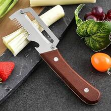 1pc Set - Wooden Handle Multi-Function Peeler, Onion Slicer With Bottle Opener, Onion And Chive Cutter, Sugarcane And Cucumber Peeler, Fruit And Vegetable Peeling Tool, 1pc Exquisite Holiday Gift, Home Cooking - Multicolor - View 2