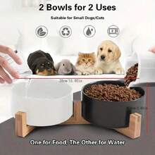 Spill-Proof Ceramic Double Pet Bowl, Universal For Cats And Dogs - Non-Slip, Easy To Clean, Durable, Includes Dog Food Bowl And Water Bowl Set - 500ml - View 2