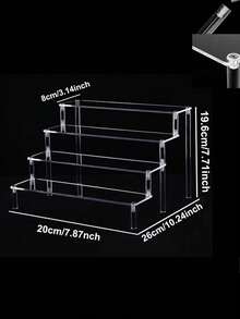 1pc Adjustable 2-3 Tier Acrylic Display Stand, Transparent Desktop Organizer, Tiered Desktop Holder For Cupcakes, Perfumes, Craft Toys - White - View 11