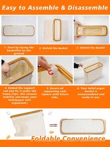 1pc Toilet Paper Storage Basket With Bamboo Lid, Wooden Bathroom Storage Rack, Easy Install Toilet Paper Holder, Home Kitchen Supplies, Bathroom Accessories Storage Rack, Toilet Paper Storage Box, Christmas, Autumn Bathroom Accessories - Multicolor - View 10