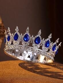 Sparkling Clear Crystal Full Crown, High-Quality Silver Tone Bridal Tiara For Special Occasions - Multicolor - View 16