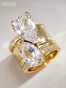 1pc Elegant Cubic Zirconia Ring For Women, Wedding Engagement Party Jewelry, Valentine's Day Gift - 1# - View 3