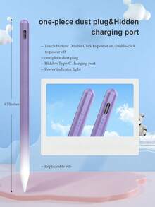90mAh Capacity Stylus Pen With Anti-Mistouch And Tilt Sensing Features, Compatible With IPad 10 (10.9-Inch, 2022), IPad Air 4/5/6/M4, IPad A16 (11-Inch, 2025), IPad Air 11/13-Inch (M3/M2), IPad Pro 11/12.9-Inch - Purple Gradient - Mauve Purple - View 9