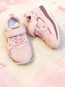 1 Pasang Sepatu Latihan Anak Perempuan Motif Bunga, Sol Lembut Anti Selip, Sepatu Olahraga Taman Kanak-kanak Serbaguna dan Bernapas - Berwarna merah muda - View 2